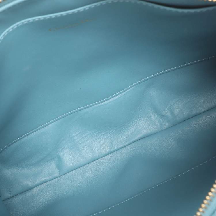 Pre Owned Dior Light Blue Cannage Leather Caro Pouch Clutch