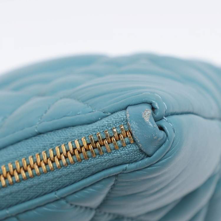 Pre Owned Dior Light Blue Cannage Leather Caro Pouch Clutch