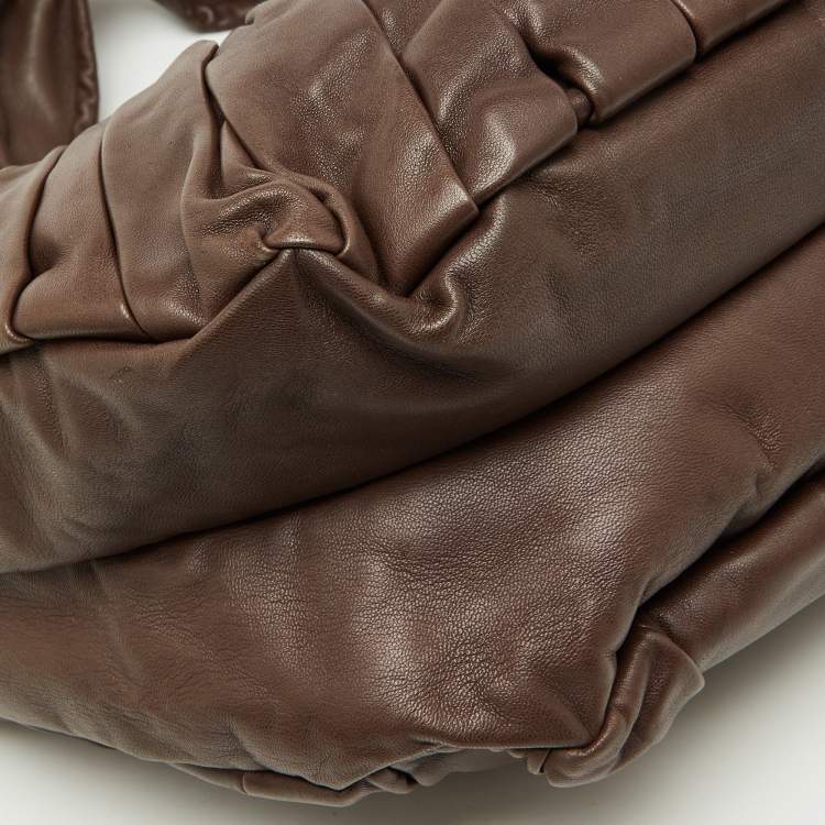 Pre Owned Dior Brown Pleated Leather Plisse Hobo