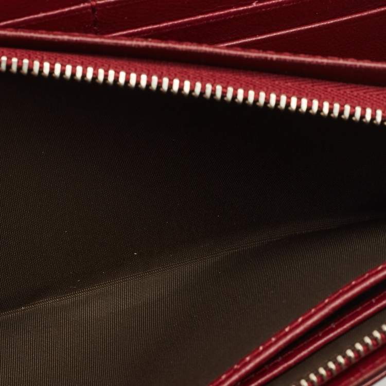 Pre Owned Dior Dark Red Cannage Patent Leather Lady Dior Wallet on Chain