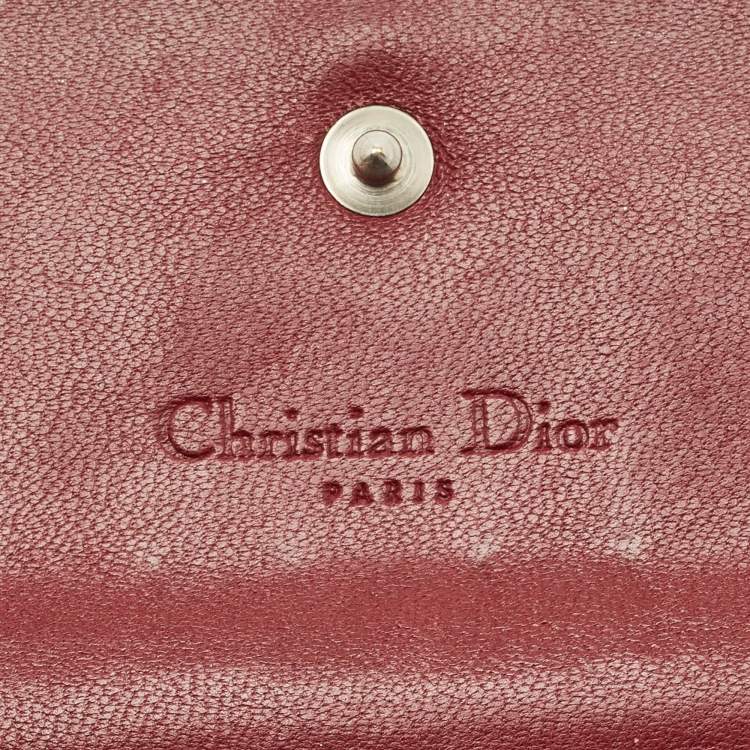 Pre Owned Dior Dark Red Cannage Patent Leather Lady Dior Wallet on Chain