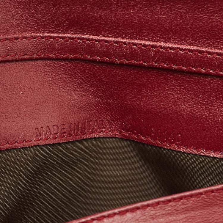 Pre Owned Dior Dark Red Cannage Patent Leather Lady Dior Wallet on Chain
