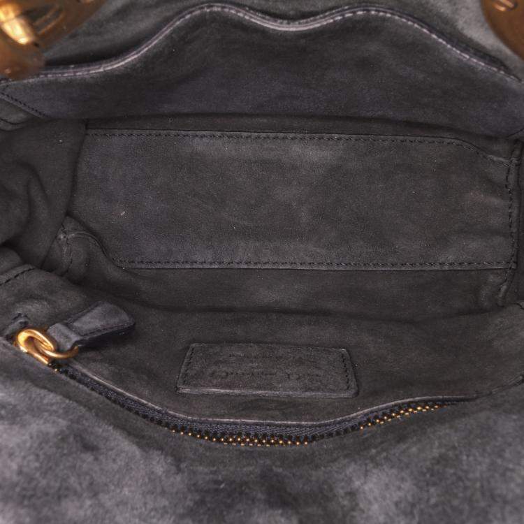 Pre Owned Dior Navy Blue Mini Denim Cannage Studded Supple Lady Dior
