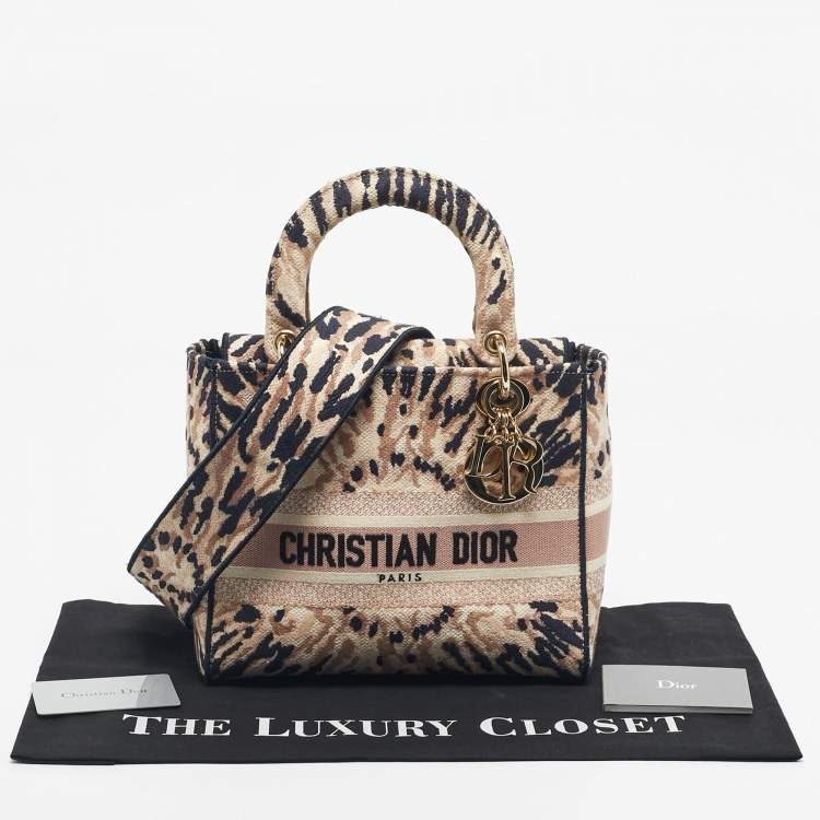 Pre Owned Dior Multicolor Tie-Dye Embroidered Canvas Medium Lady D-Lite Tote