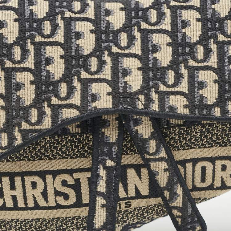Pre Owned Dior Navy Blue Oblique Canvas Saddle Bag