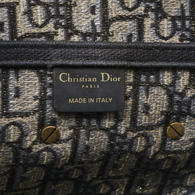 Pre Owned Dior Navy Blue Oblique Canvas Saddle Bag