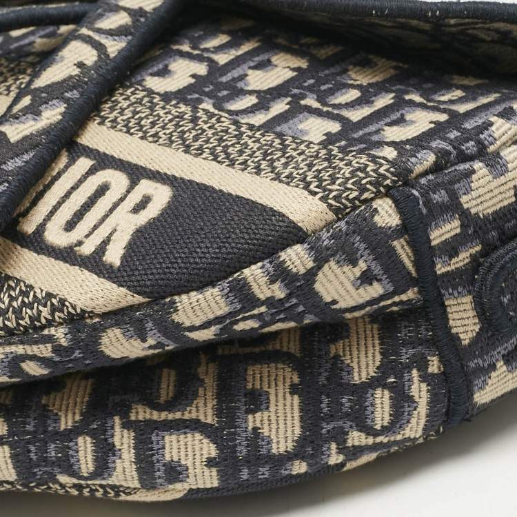Pre Owned Dior Navy Blue Oblique Canvas Saddle Bag