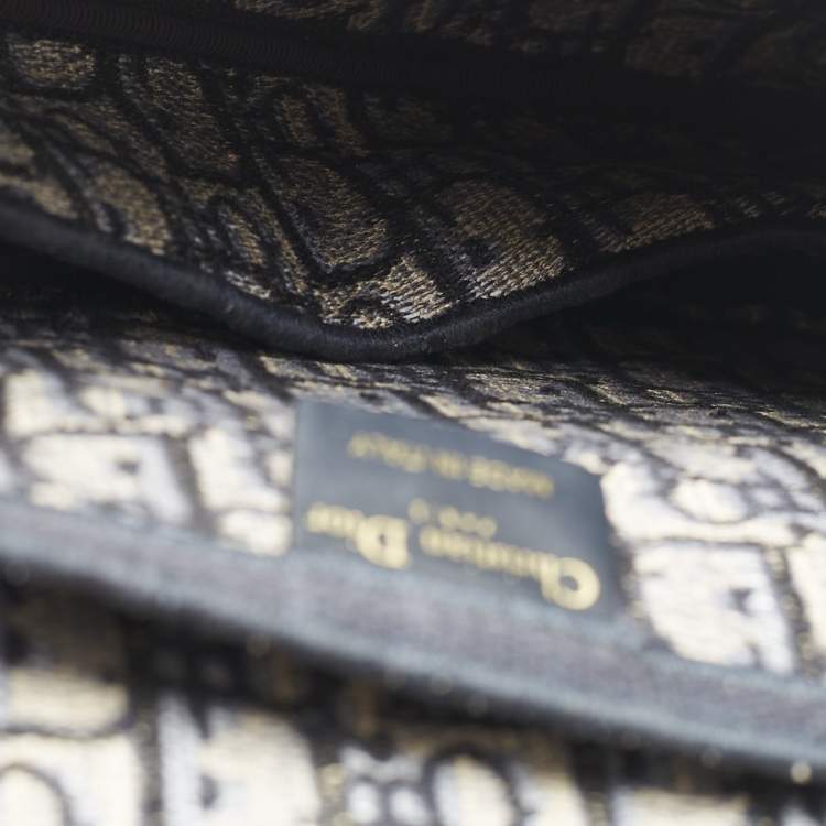 Pre Owned Dior Navy Blue Oblique Canvas Saddle Bag
