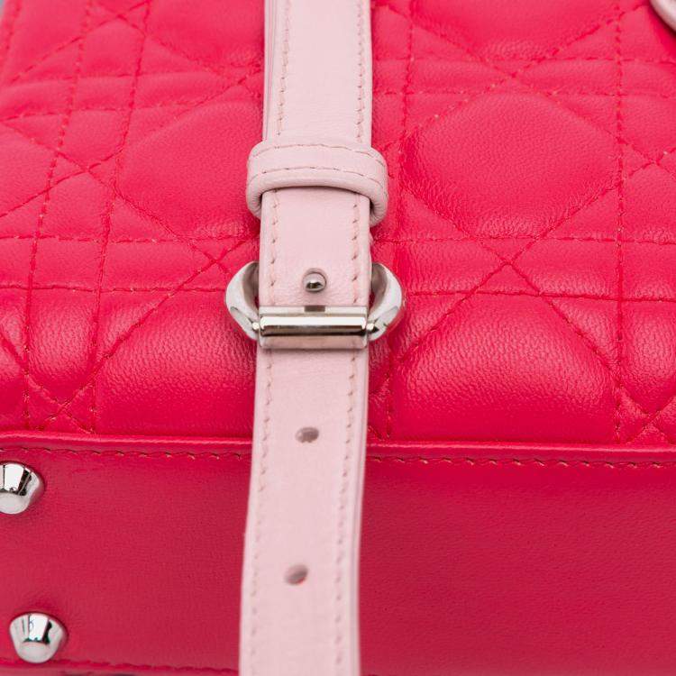 Pre Owned Dior Grey/Pink Mini Tricolor Lambskin Cannage Lady Dior