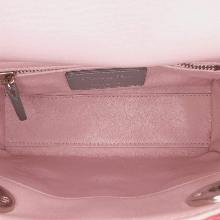 Pre Owned Dior Grey/Pink Mini Tricolor Lambskin Cannage Lady Dior
