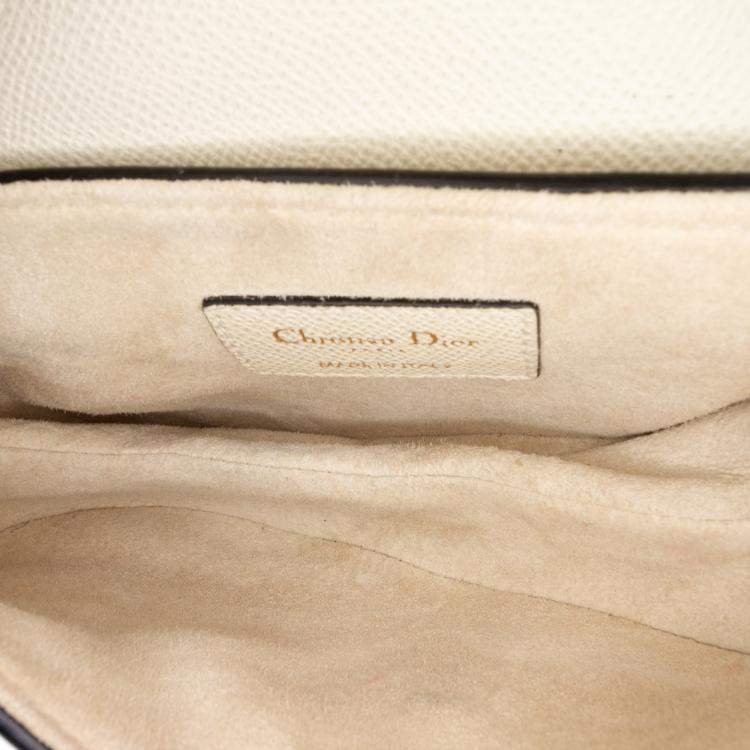 Pre Owned Dior White Mini Grained Calfskin Saddle Bag