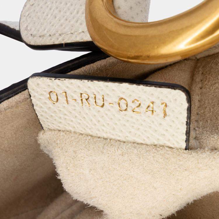 Pre Owned Dior White Mini Grained Calfskin Saddle Bag