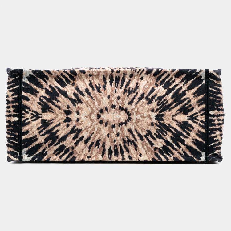 Pre Owned Dior Brown Large Embroidered Canvas Tie Dye Book Tote