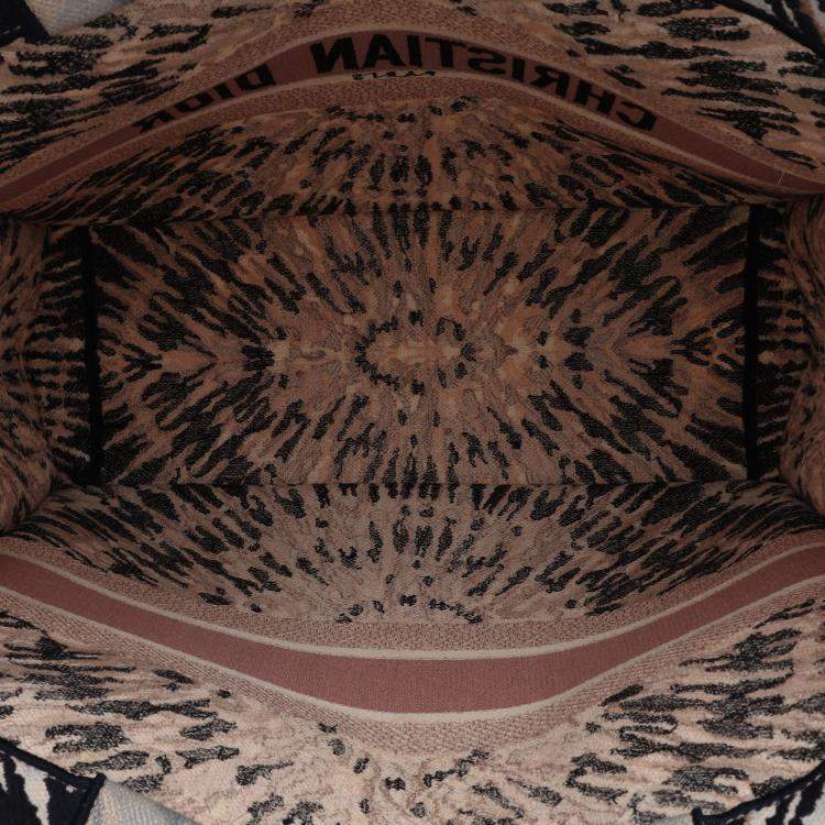 Pre Owned Dior Brown Large Embroidered Canvas Tie Dye Book Tote