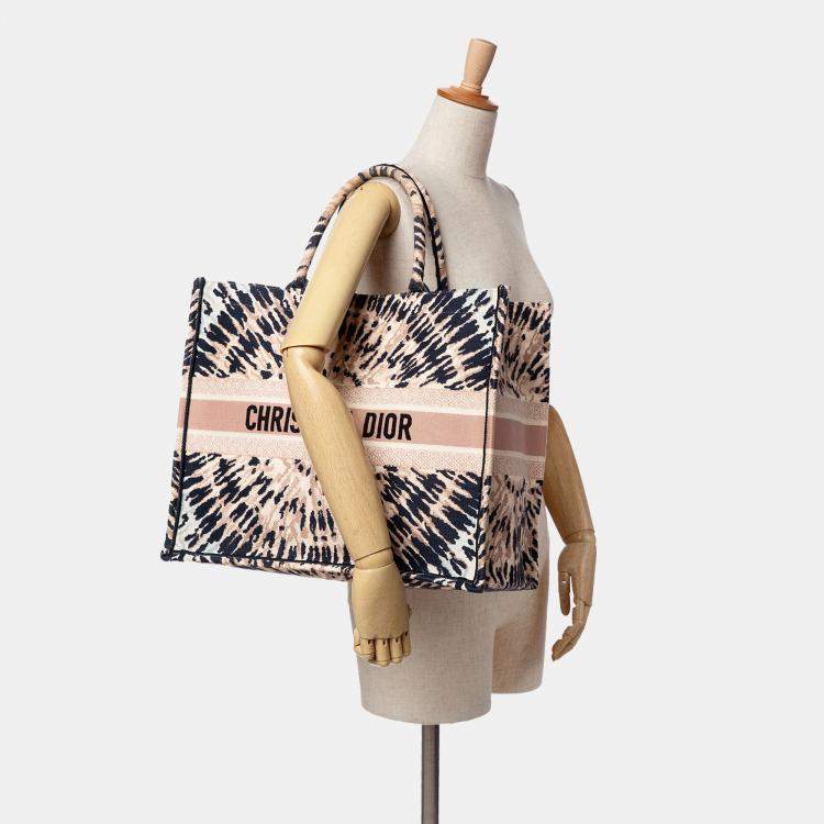 Pre Owned Dior Brown Large Embroidered Canvas Tie Dye Book Tote
