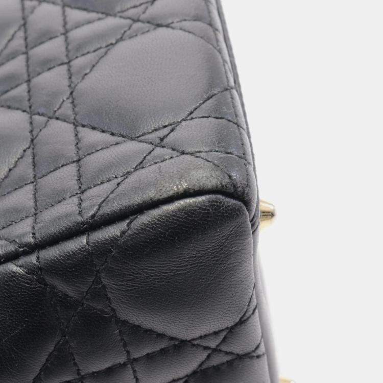 Pre Owned Dior Lady Dior Cannage Black Leather Shoulder Bag