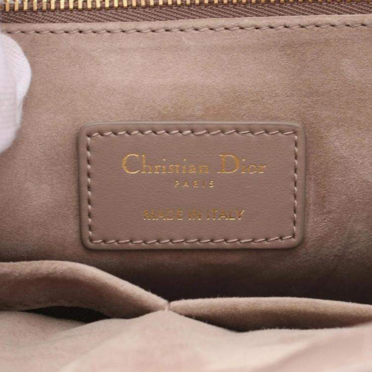 Pre Owned Christian Dior Dior Bo Tote Medium Macrocannage Tote Bag Leather  Beige