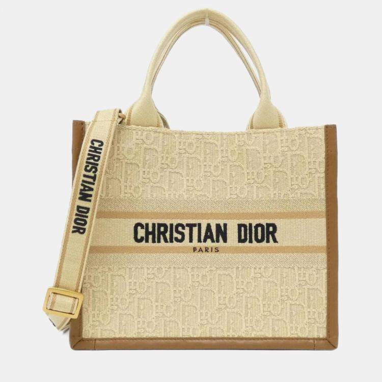 Pre Owned Dior Oblique Book Tote Small Multicolor Fabric Tote Bag