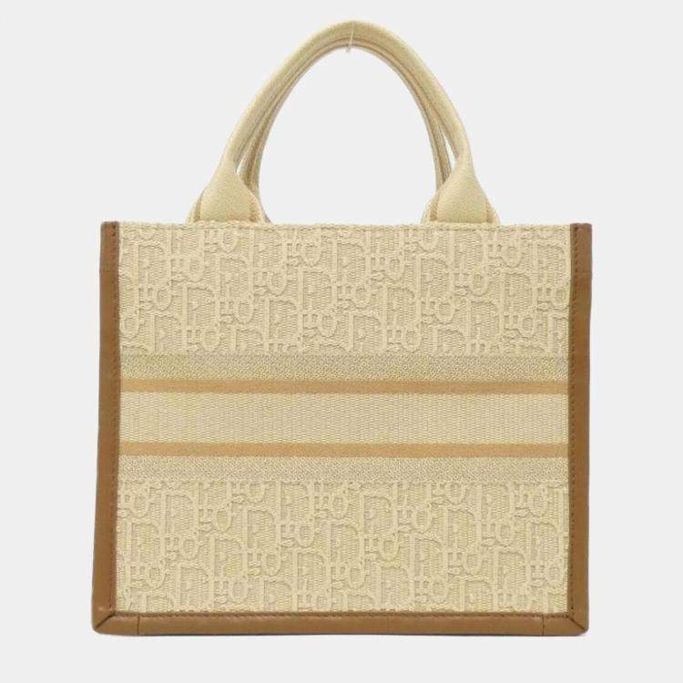 Pre Owned Dior Oblique Book Tote Small Multicolor Fabric Tote Bag