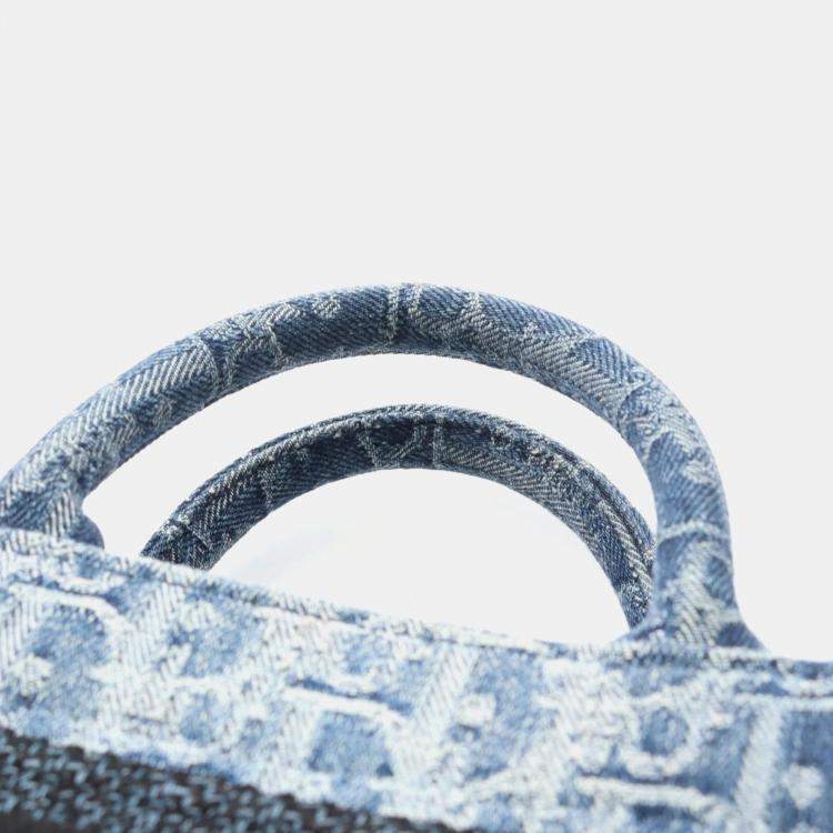 Pre Owned Dior Book Tote Mini Blue Denim Handbag
