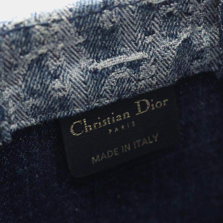 Pre Owned Dior Book Tote Mini Blue Denim Handbag