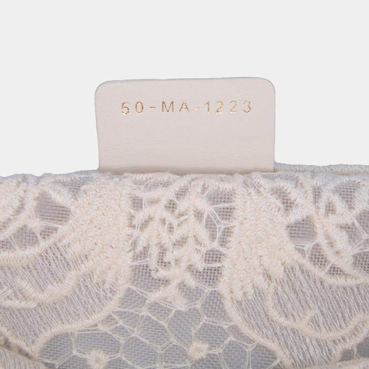 Pre Owned Dior Cream Medium Canvas D Lace Sun Embroidery Book Tote