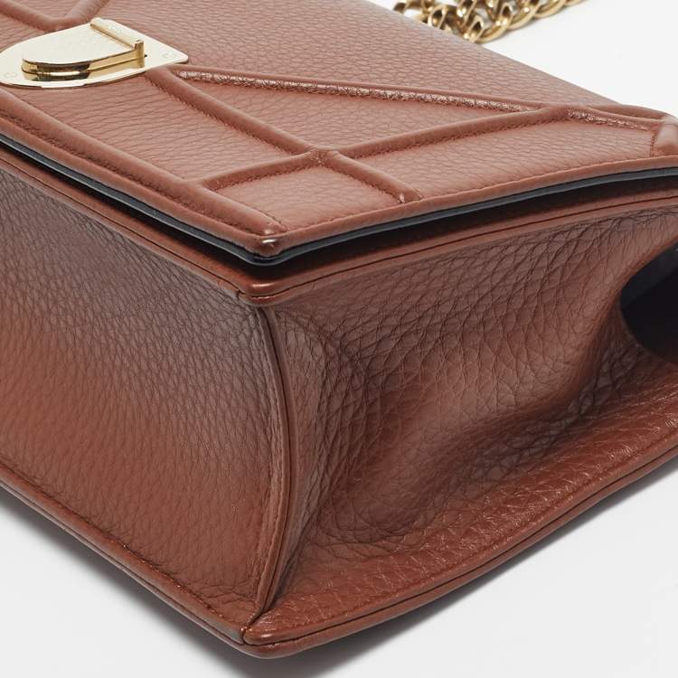 Pre Owned Dior Brown Leather Medium Diorama Flap Shoulder Bag