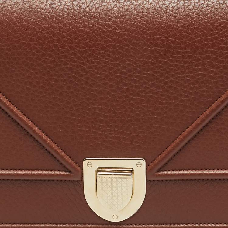 Pre Owned Dior Brown Leather Medium Diorama Flap Shoulder Bag
