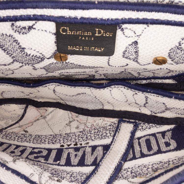 Pre Owned Dior Blue Canvas Embroidered Around the World Saddle Bag