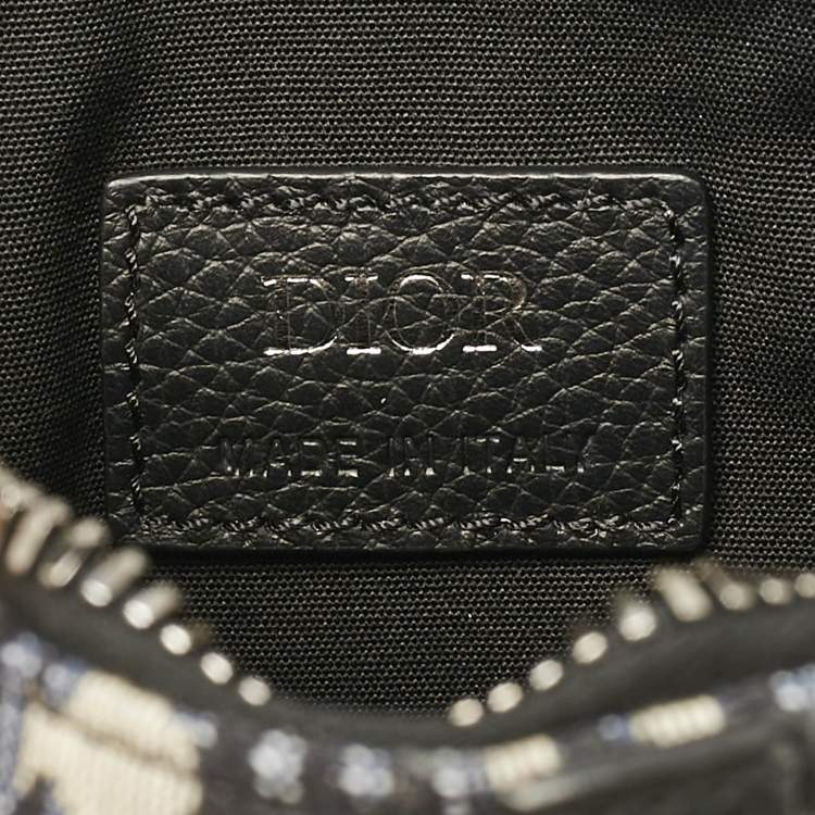 Pre Owned Dior Black/Blue Oblique Canvas and Leather Saddle Convertible Belt Bag