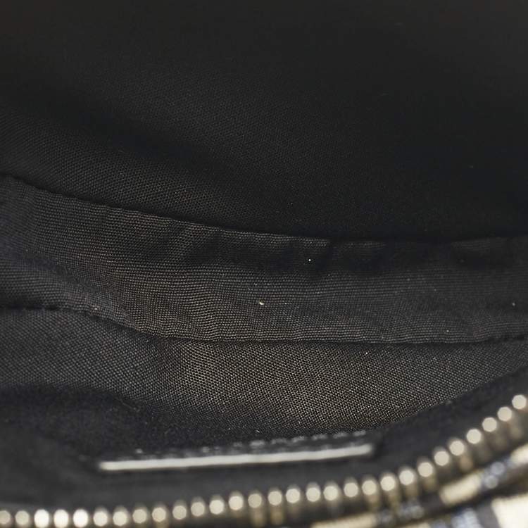 Pre Owned Dior Black/Blue Oblique Canvas and Leather Saddle Convertible Belt Bag