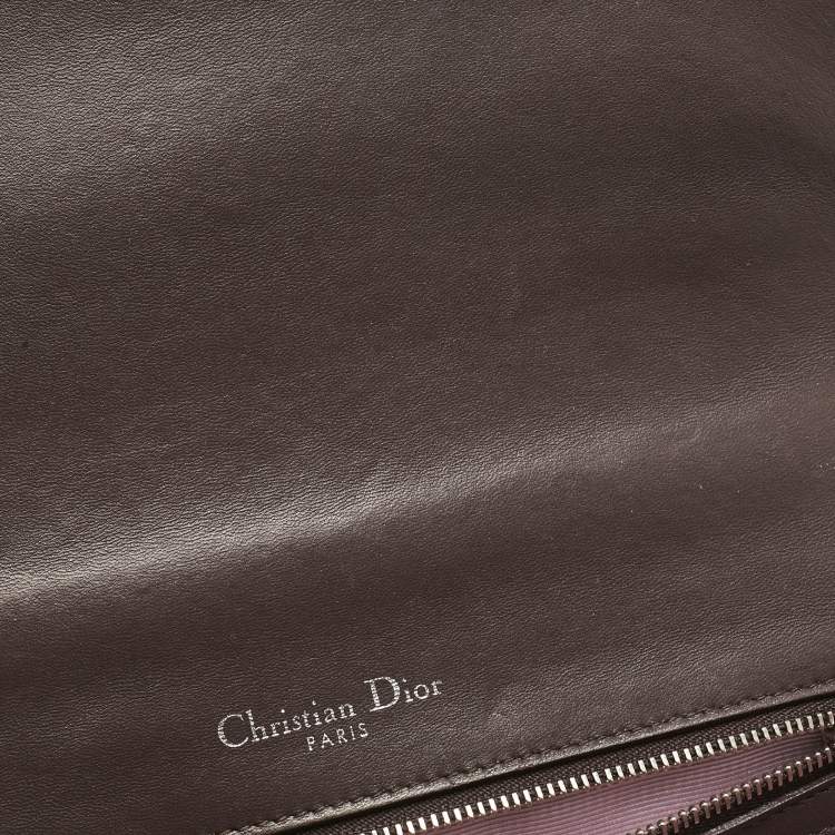 Pre Owned Dior Cacao Patent Leather Medium Diorama Shoulder Bag
