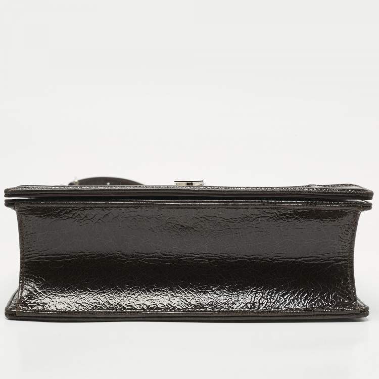 Pre Owned Dior Cacao Patent Leather Medium Diorama Shoulder Bag