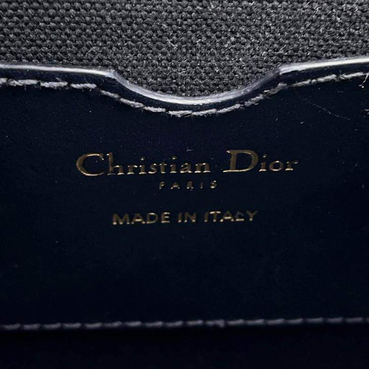 Pre Owned Dior Oblique Bobby Shoulder Bag Navy Canvas Leather