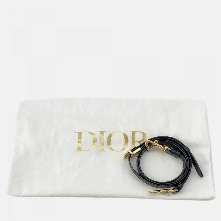 Pre Owned Dior Oblique Bobby Shoulder Bag Navy Canvas Leather