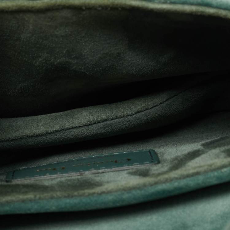 Pre Owned Dior Green Velvet Mini Saddle Bag