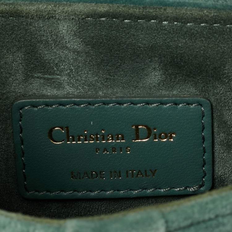 Pre Owned Dior Green Velvet Mini Saddle Bag