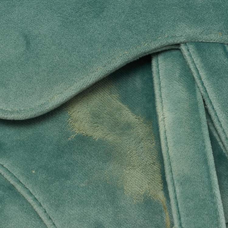 Pre Owned Dior Green Velvet Mini Saddle Bag