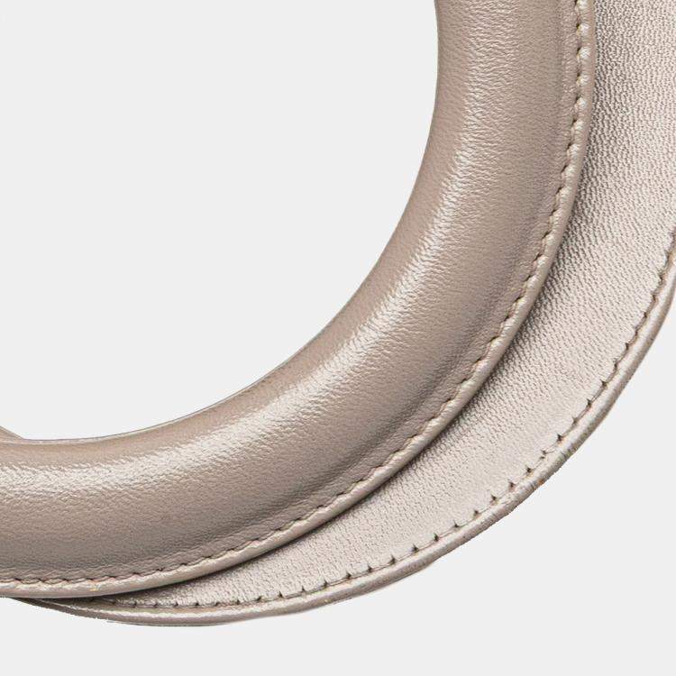 Pre Owned Dior Beige Medium Lambskin Cannage Ruffle Trim Lady Dior
