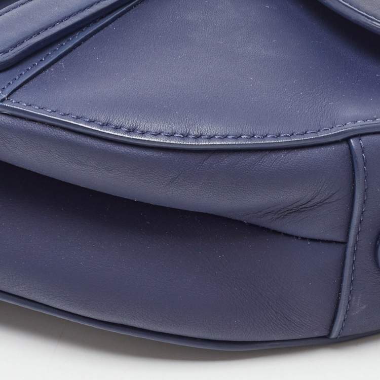 Pre Owned Dior Navy Blue Ultra Matte Leather Saddle Bag