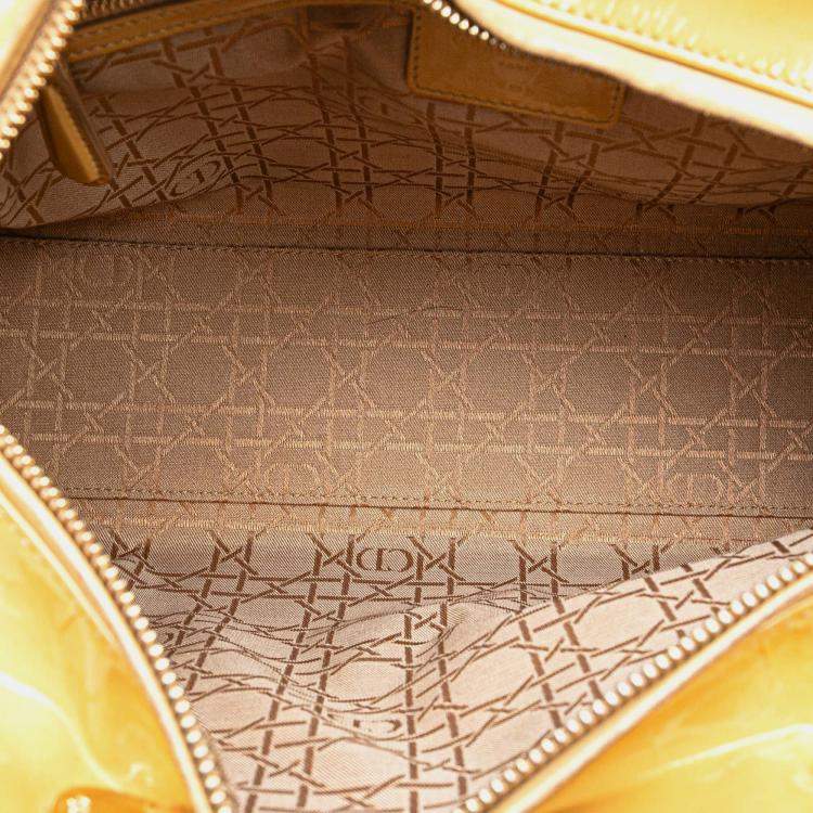 Pre Owned Dior Beige Large Patent Cannage Lady Dior