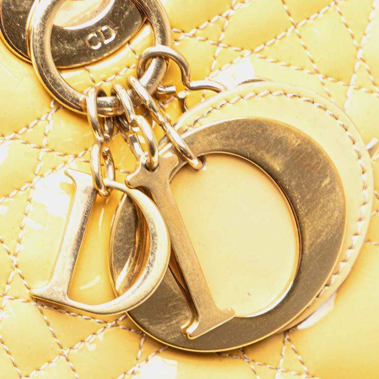 Pre Owned Dior Beige Large Patent Cannage Lady Dior