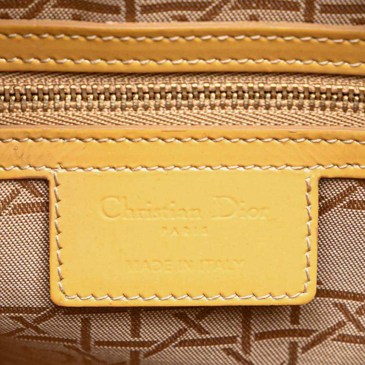 Pre Owned Dior Beige Large Patent Cannage Lady Dior