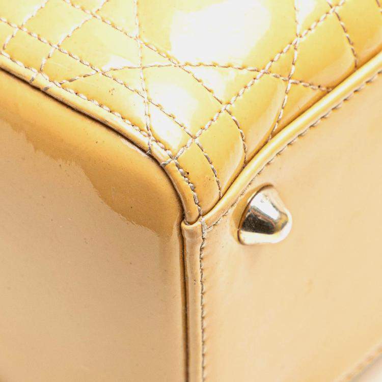 Pre Owned Dior Beige Large Patent Cannage Lady Dior