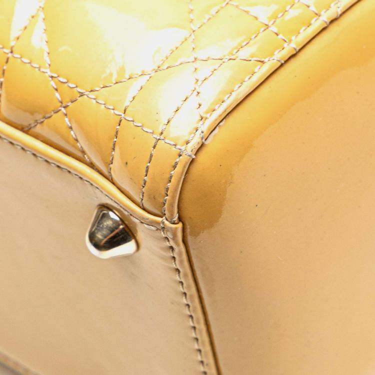 Pre Owned Dior Beige Large Patent Cannage Lady Dior