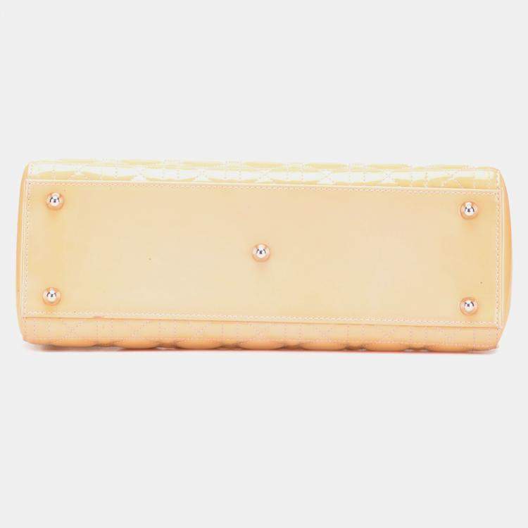 Pre Owned Dior Beige Large Patent Cannage Lady Dior