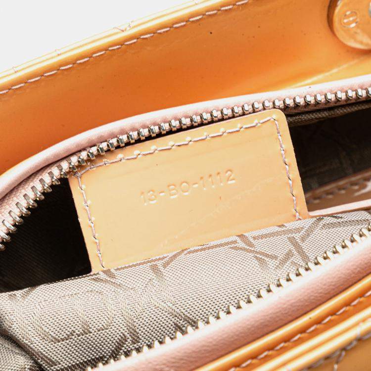 Pre Owned Dior Beige Large Patent Cannage Lady Dior