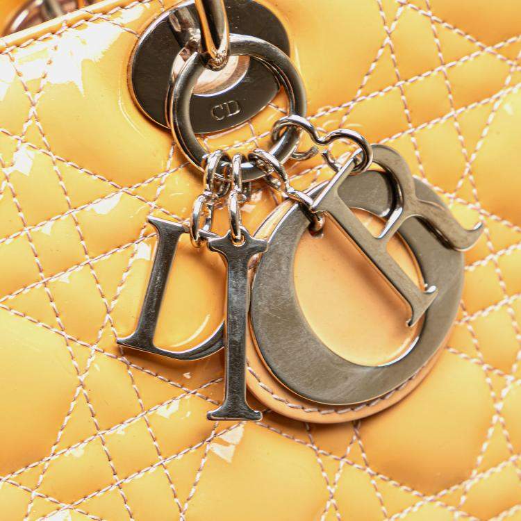 Pre Owned Dior Beige Large Patent Cannage Lady Dior
