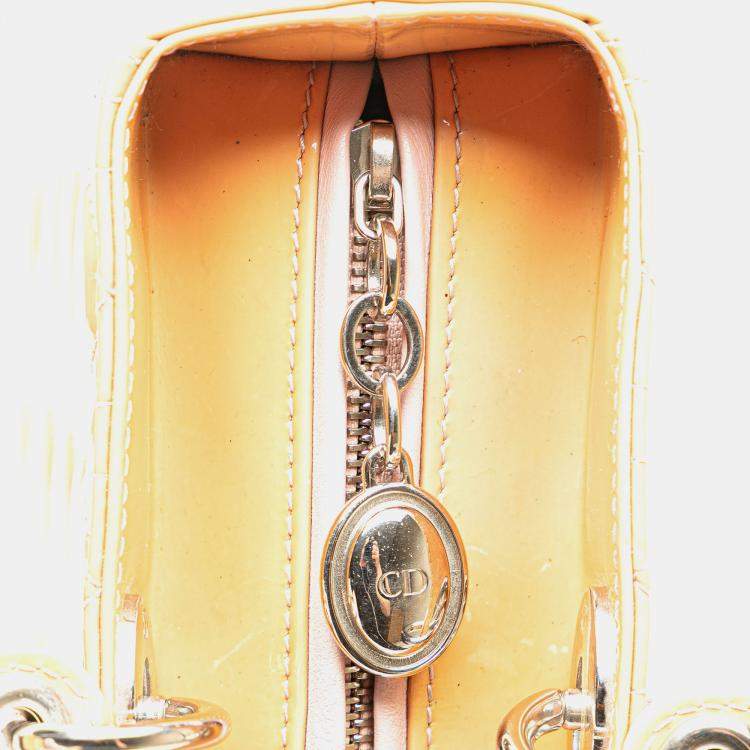 Pre Owned Dior Beige Large Patent Cannage Lady Dior