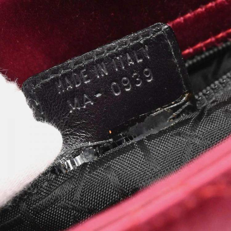 Pre Owned Christian Dior Lady Dior Bordeaux Satin Rhinestone Handbag
